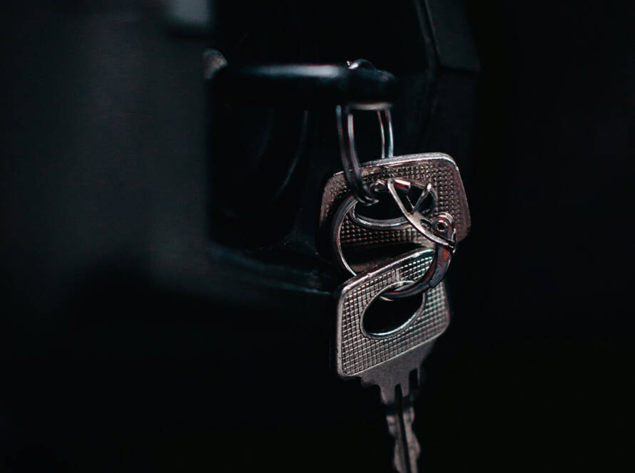 Car keys hanging from the ignition switch